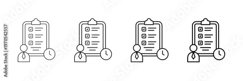 Manager Planning Icons Vector Set In Different Stroke Line Style
