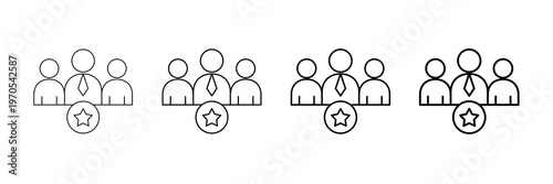 Manager Leadership Icons Vector Set In Different Stroke Line Style