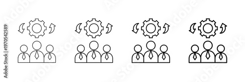 Manager Workflow Icons Vector Set In Different Stroke Line Style