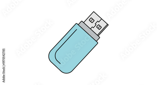 Blue USB Flash Drive Device.