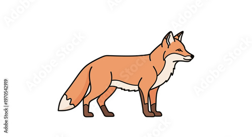 A cartoon red fox standing still.