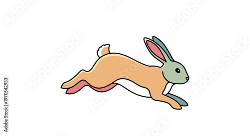 Cartoon rabbit in motion fast running.