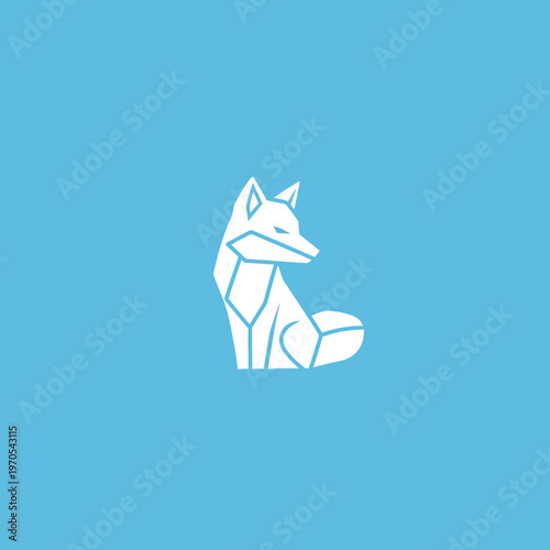 Geometric Origami Fox Illustration Minimalist Design.