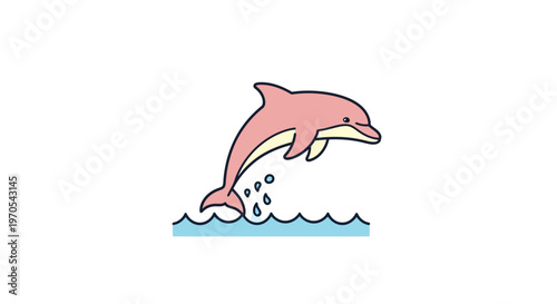 Pink Dolphin Jumping Out Water.