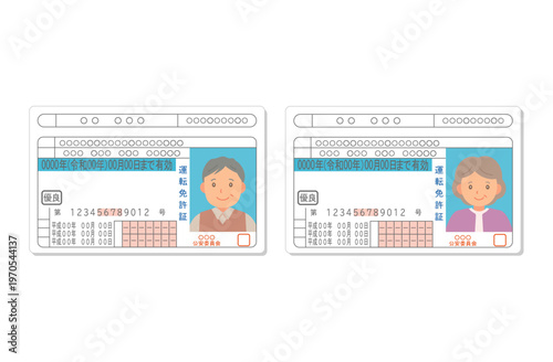 高齢者夫婦の運転免許証（ブルー免許）