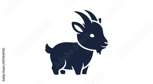 Cute Baby Goat Vector Illustration Graphic with Flat Minimalist Design, Ideal for Farm Animal Logos, Kids' Content, or Livestock Symbolism