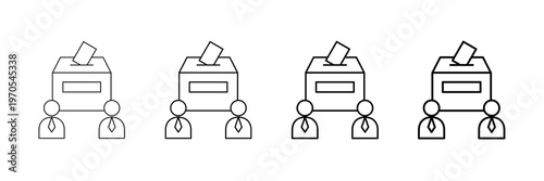 Democracy Vote Icons Vector Set In Different Stroke Line Style