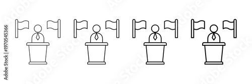 Political Speech Icons Vector Set In Different Stroke Line Style