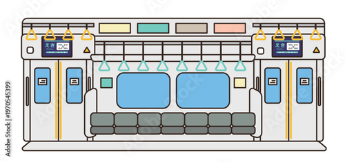 電車の車内のイラスト