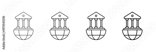 International Politics Icons Vector Set In Different Stroke Line Style