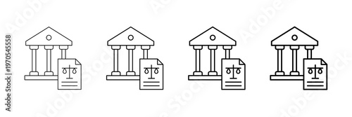 Political Law Icons Vector Set In Different Stroke Line Style