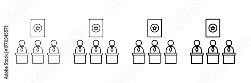 Election Candidate Icons Vector Set In Different Stroke Line Style