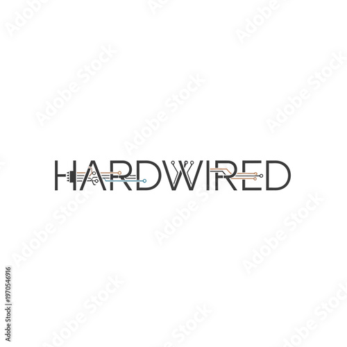 Valokuva Hardwired text logo with musical notes integrated.