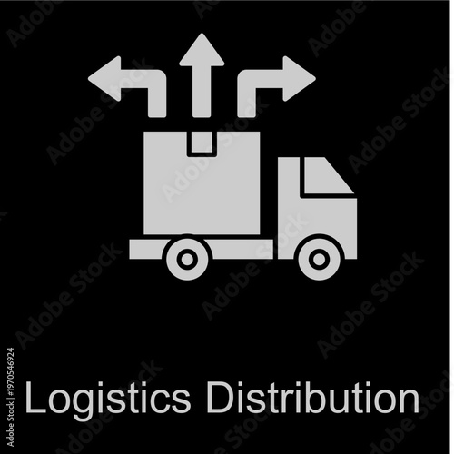 Logistics Distribution White Vector Icon On Black Background 