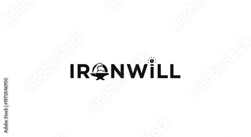Ironwill logo with abstract symbol and text.