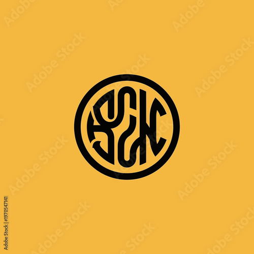 Circular Emblem with Intertwined Letters.