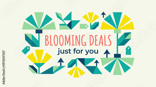 Blooming Deals Floral Geometric Banner