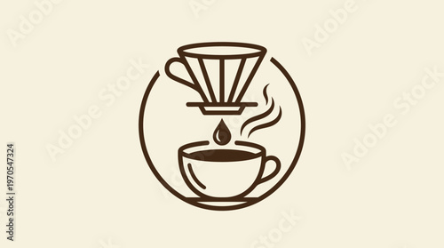 Brewing Coffee Icon in a Circle