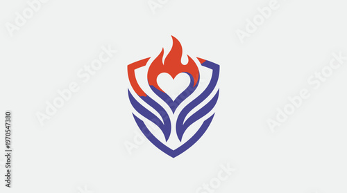 Heart Flame Shield Logo Design