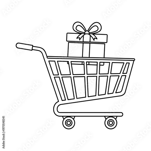 Shopping cart with gift box inside 1.