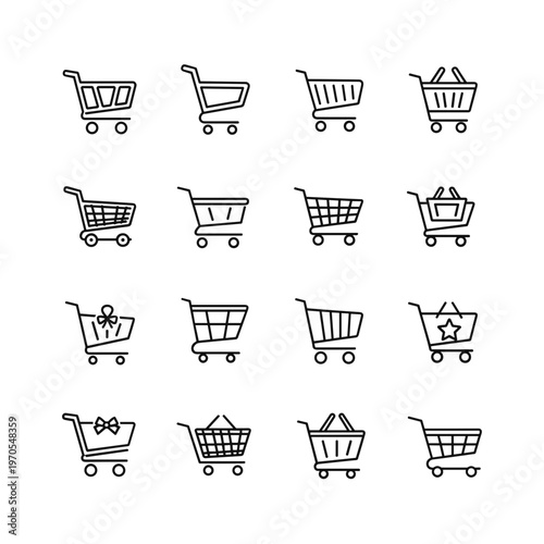 Shopping carts in various positions.