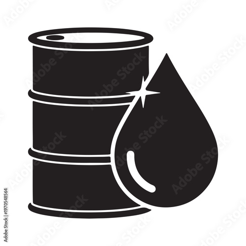 Oil Barrel with Large Drop Petroleum Industry Vector Icon