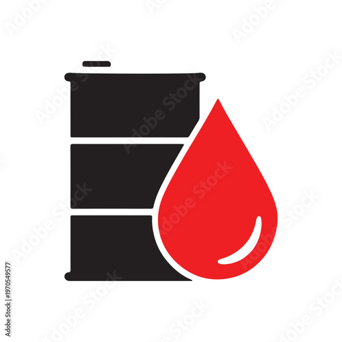 Oil Price Crisis Concept Barrel with Blood Drop Vector Illustration