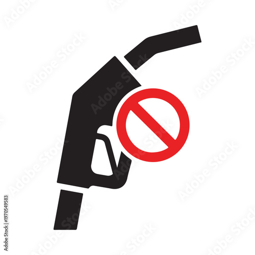 No Fuel Concept Icon Gas Pump Prohibition Symbol Vector Illustration