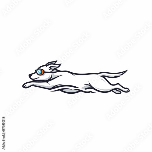 Athletic Dog Wearing Goggles Running Fast.