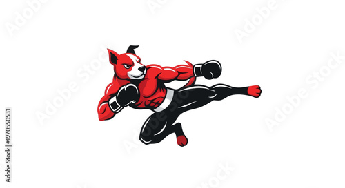 Boxing Pitbull Dog Performing a High Kick.