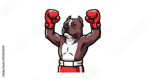 Boxing Pitbull Dog Mascot Ready to Fight.