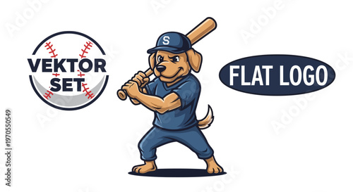 Cartoon Dog Baseball Player Mascot Ready to Swing.