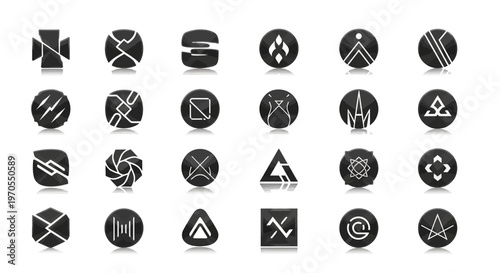 Collection of Abstract Geometric Icons and Symbols.