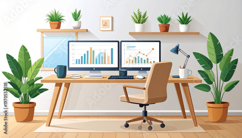 Remote Home Office Setup Vector