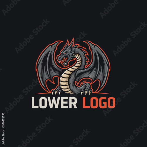 Fierce Dragon Emblem with Wings Spread Wide.