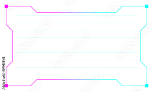 Futuristic neon frame border with empty center