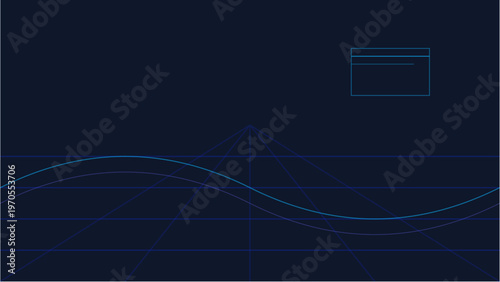Futuristic blue wave lines on dark digital background