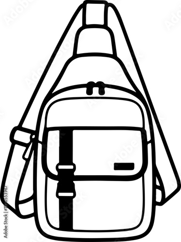 Black and white chest bag, crossbody backpack, minimalist travel pouch, fashion accessory