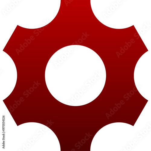 Red cogwheel icon for system settings and gear configuration