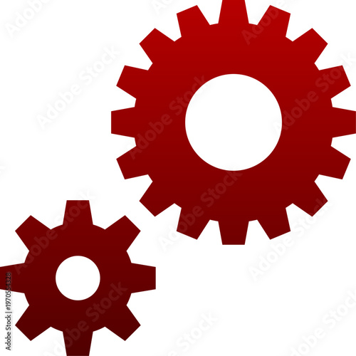 Red teamwork cogs icon for process collaboration and system engine