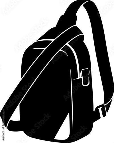 Black backpack, messenger bag, crossbody bag, silhouette icon