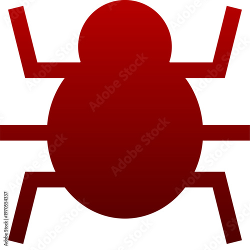 Red bug icon for software error virus defect and system debug
