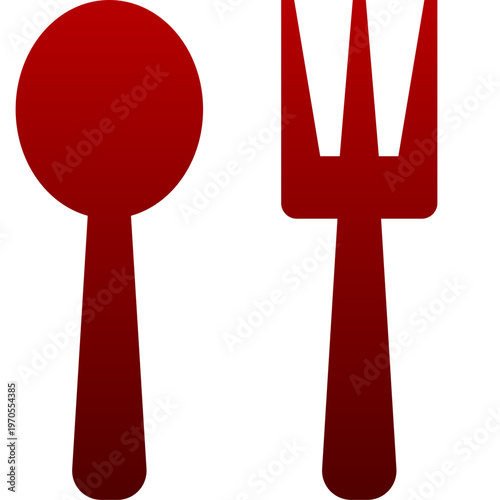 Red cutlery icon for restaurant dining menu food and kitchen cooking