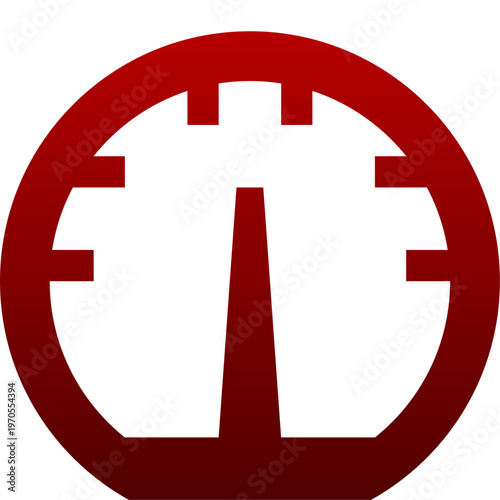Red speedometer icon for performance speed tracking and auto dashboard