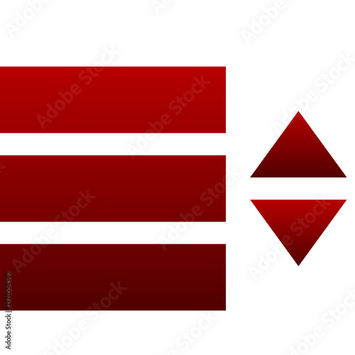 Red sort menu icon for list order navigation and filter priority
