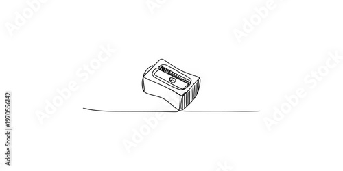 A line drawing of a manual electric pencil sharpener on a white background illustration stationery