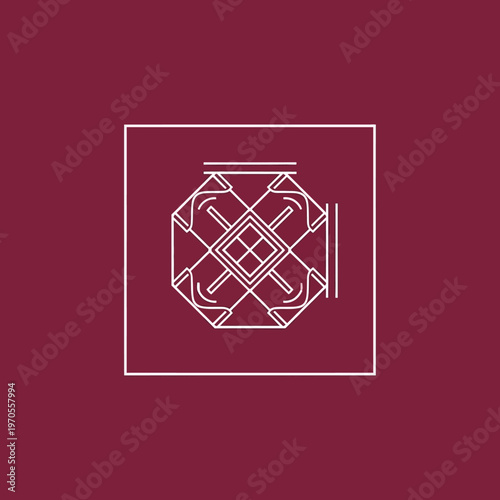 Geometric Abstract Design with Octagonal Symmetry and Square Frame.