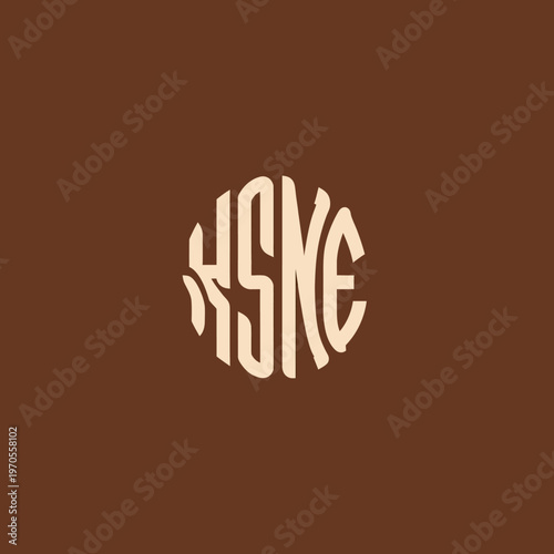 Monogram HSNE Circular Design Abstract Typography.