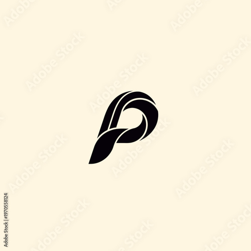 Abstract black letter P logo design symbol.