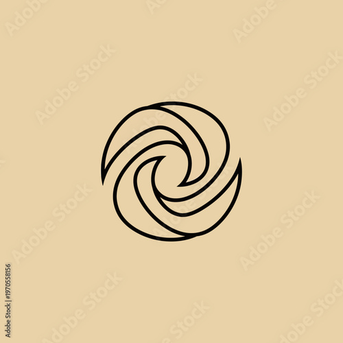 Abstract Swirl Logo Design Minimalist Geometric Shape.